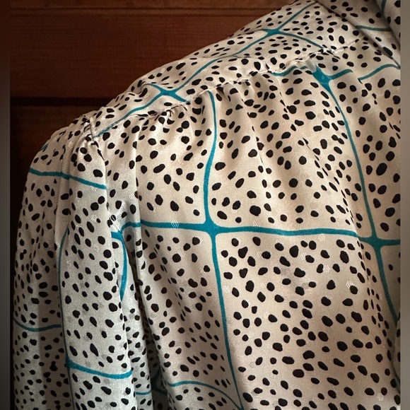 VINTAGE Alfred Dunner Pussybow Graphic Blouse Sz S/M - Picture 4 of 10